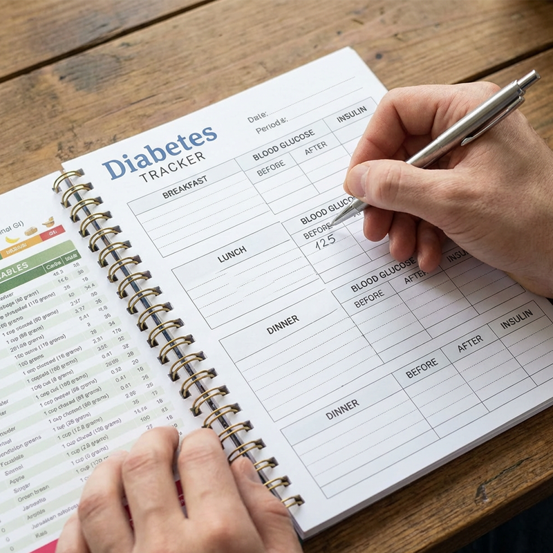 Diabetes Tracker Book with Food List