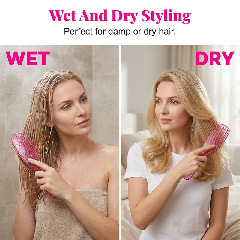 Detangle Knots Instantly! Gentle Portable Scalp Massage Hairbrush