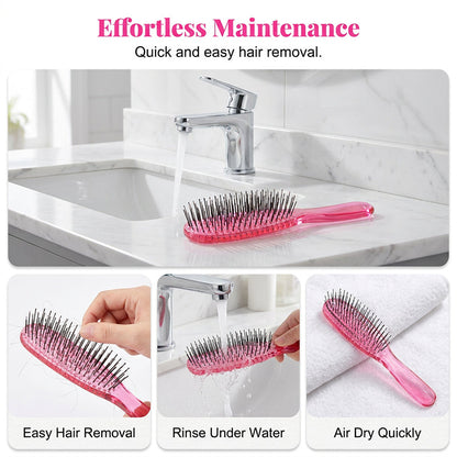 Detangle Knots Instantly! Gentle Portable Scalp Massage Hairbrush