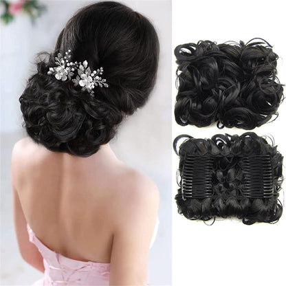 Short Messy Curly Hair Bun Extension