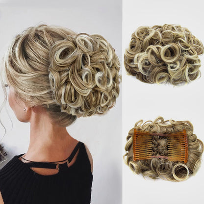 Short Messy Curly Hair Bun Extension