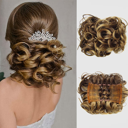 Short Messy Curly Hair Bun Extension