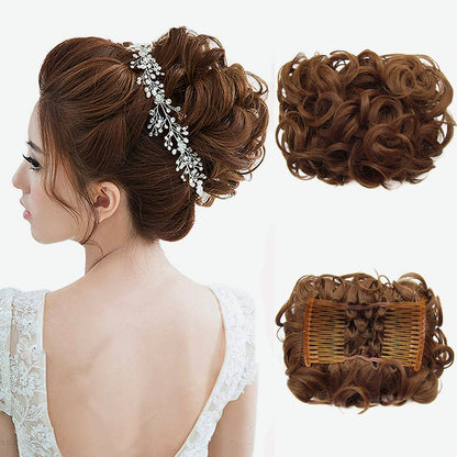 Short Messy Curly Hair Bun Extension