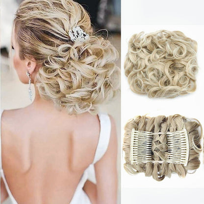 Short Messy Curly Hair Bun Extension