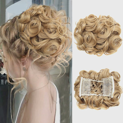 Short Messy Curly Hair Bun Extension