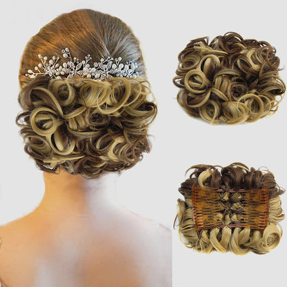 Short Messy Curly Hair Bun Extension