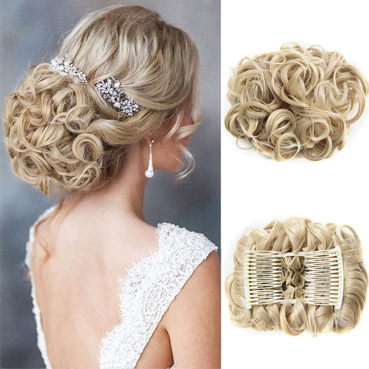 Short Messy Curly Hair Bun Extension