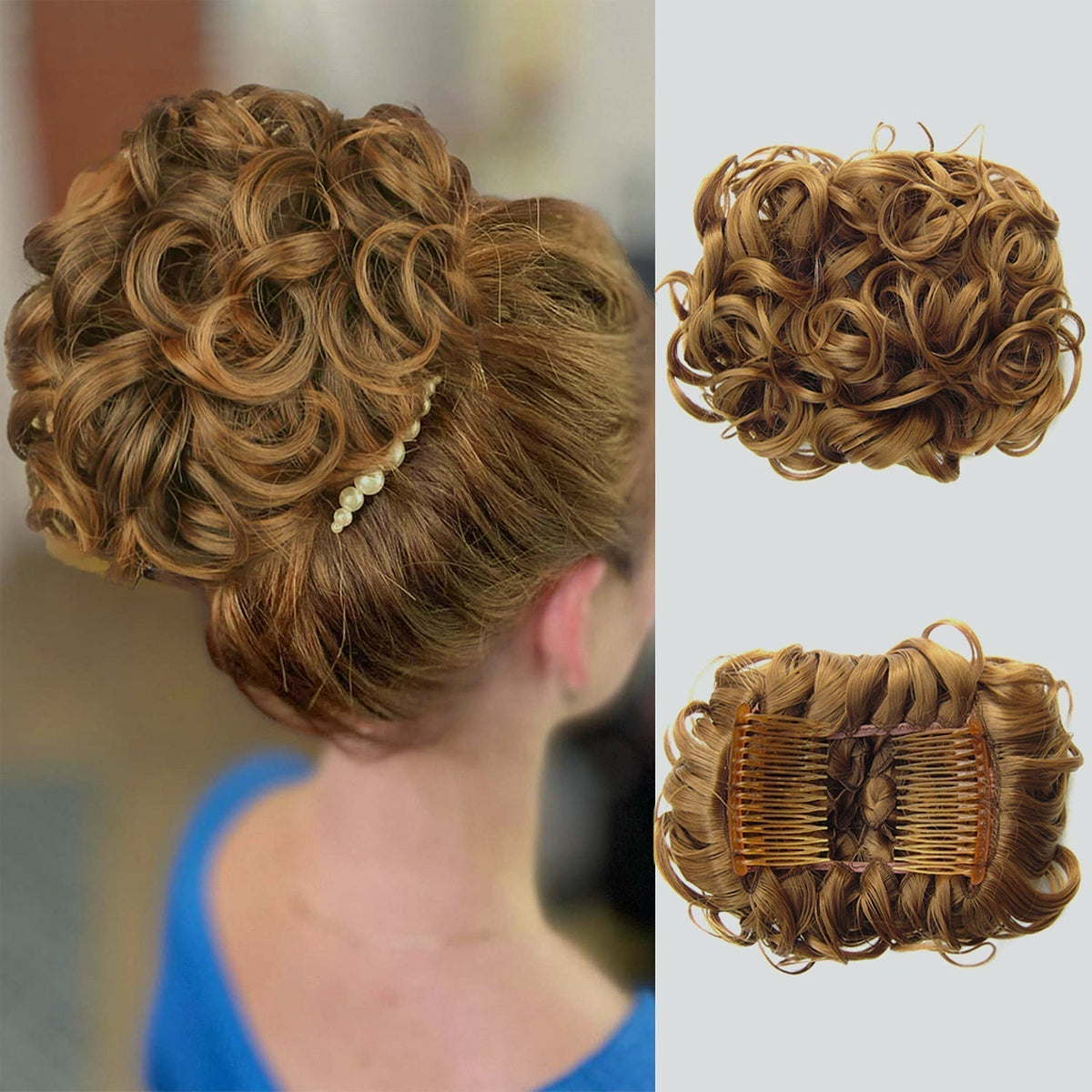 Short Messy Curly Hair Bun Extension