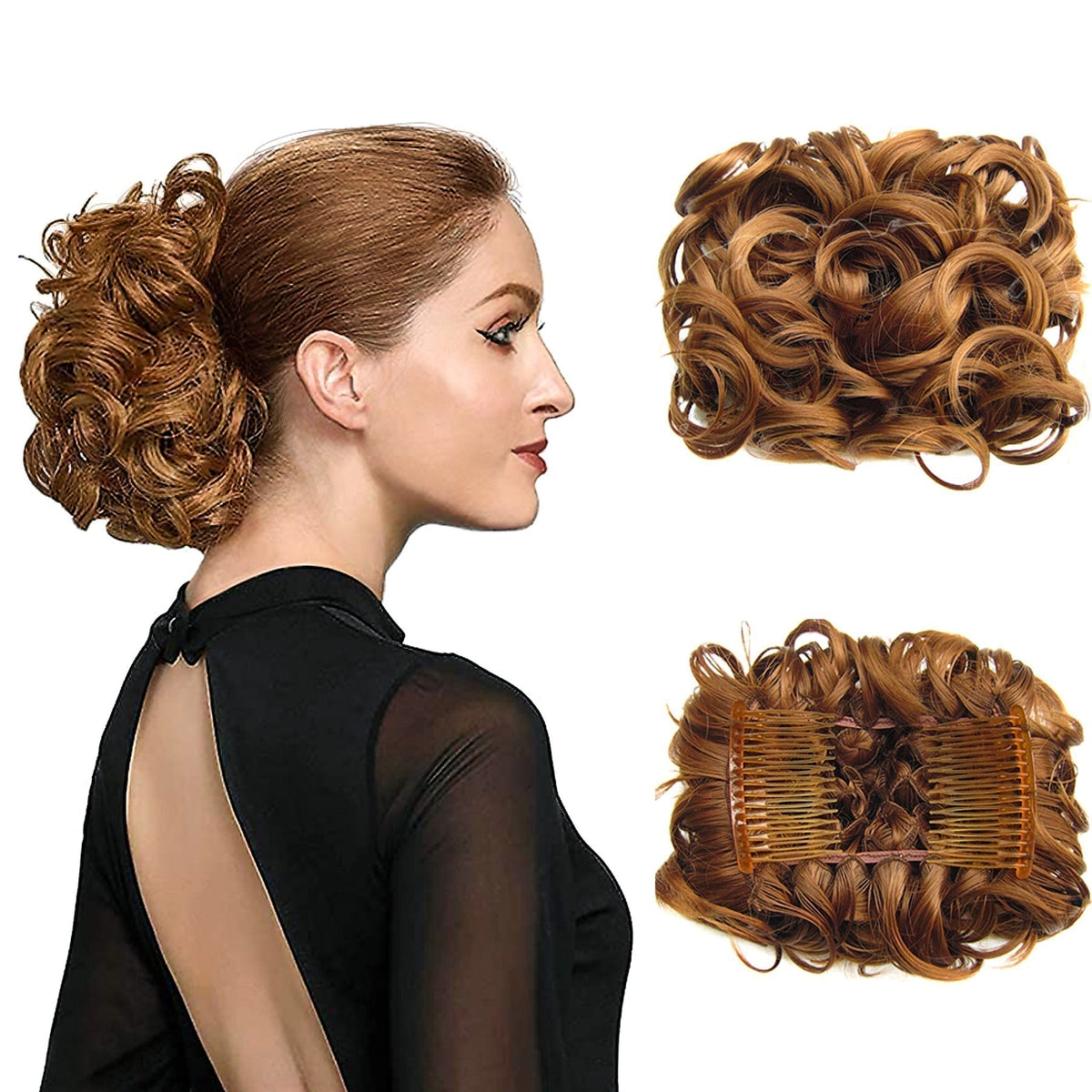 Short Messy Curly Hair Bun Extension