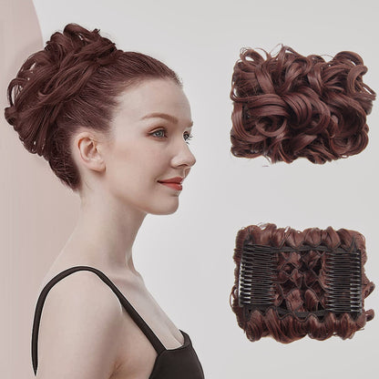 Short Messy Curly Hair Bun Extension