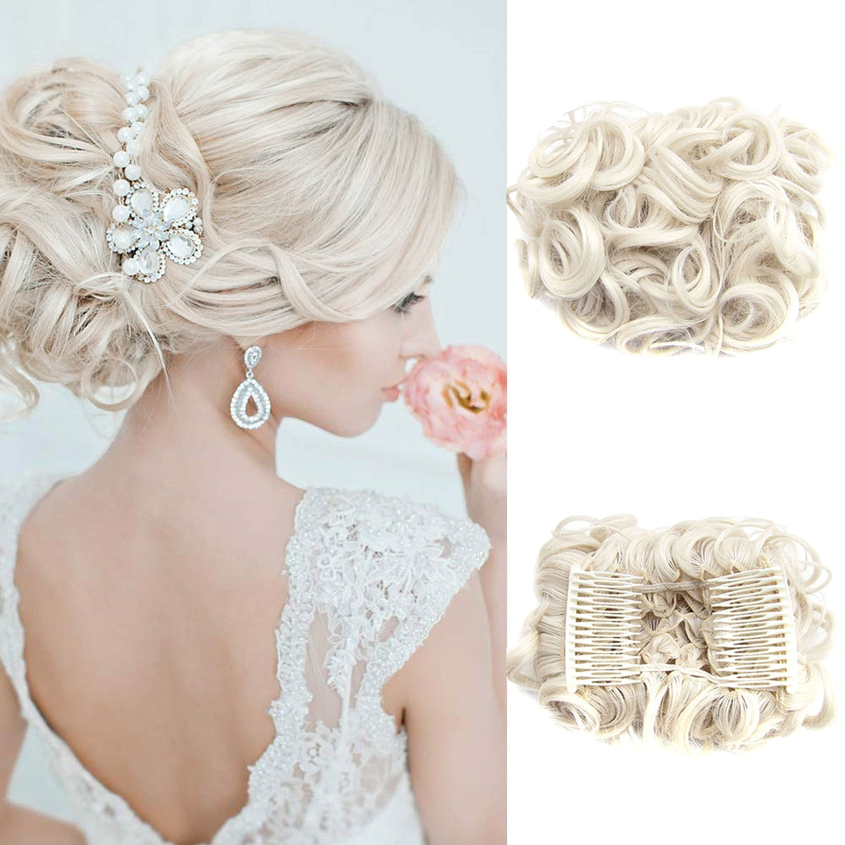 Short Messy Curly Hair Bun Extension