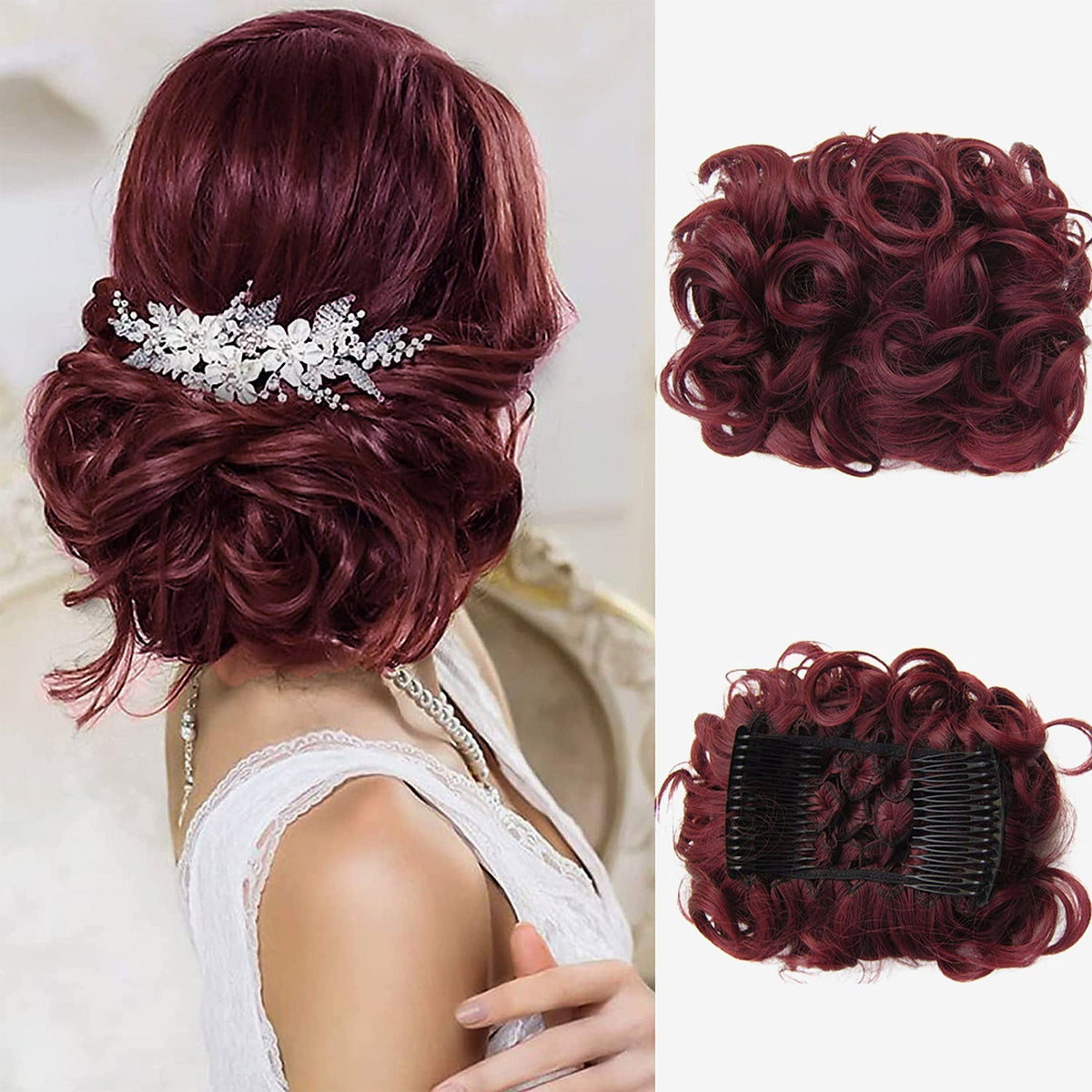 Short Messy Curly Hair Bun Extension