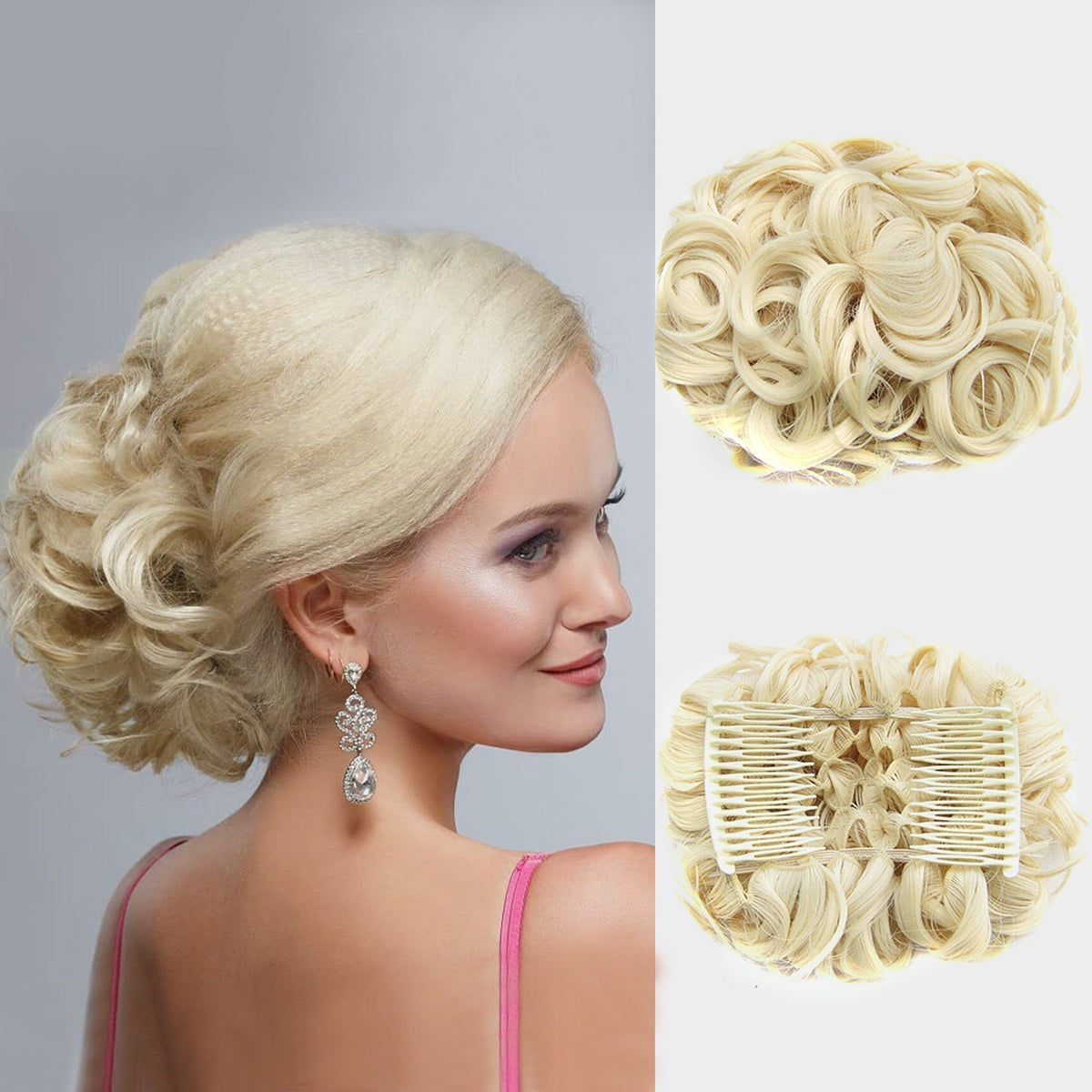 Short Messy Curly Hair Bun Extension