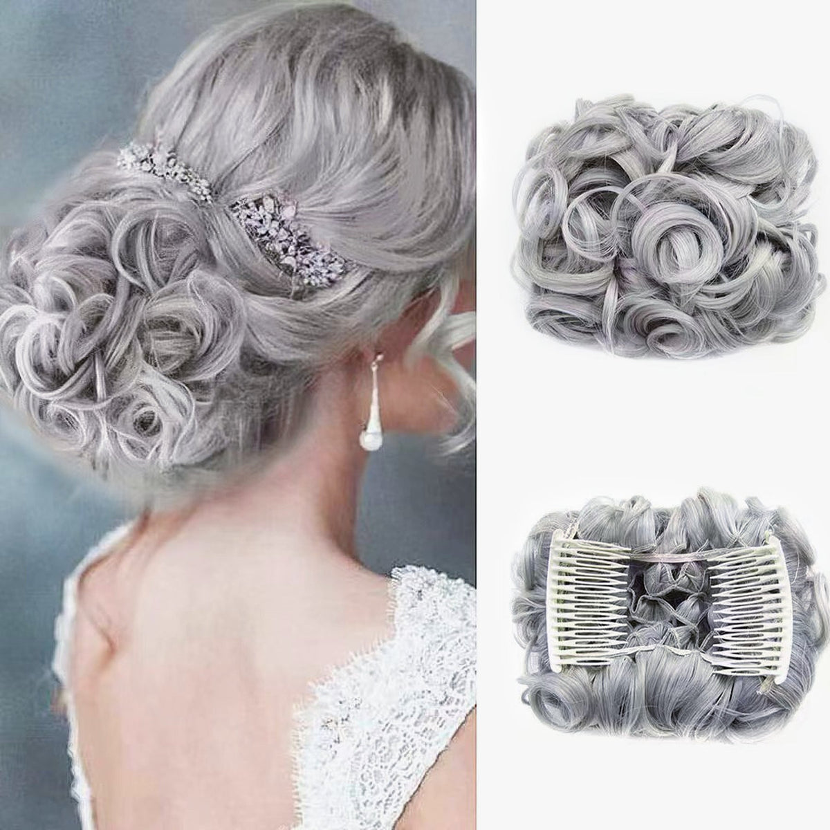 Short Messy Curly Hair Bun Extension