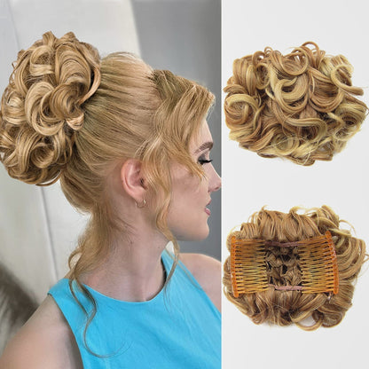 Short Messy Curly Hair Bun Extension