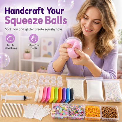 📢📢50% OFF !! ⏰DIY Clay Squeeze Ball Craft Kit Slow Stress Relief Handmade Toy Set for Kids