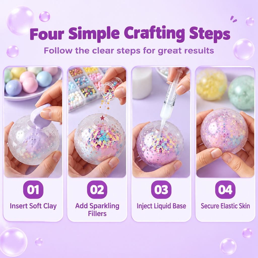 📢📢50% OFF !! ⏰DIY Clay Squeeze Ball Craft Kit Slow Stress Relief Handmade Toy Set for Kids