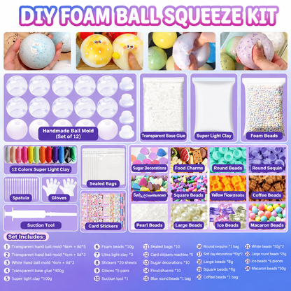 📢📢50% OFF !! ⏰DIY Clay Squeeze Ball Craft Kit Slow Stress Relief Handmade Toy Set for Kids