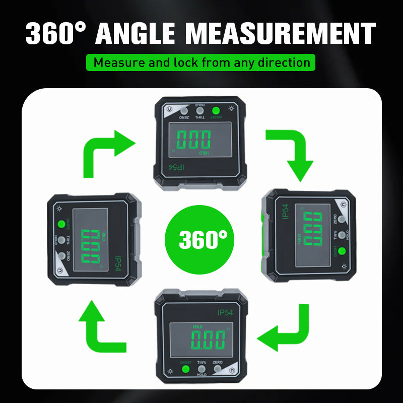 ⚡ 50% OFF! ✨ IP54 Magnetic Digital Angle Finder & Inclinometer with Backlit LCD Screen 📐