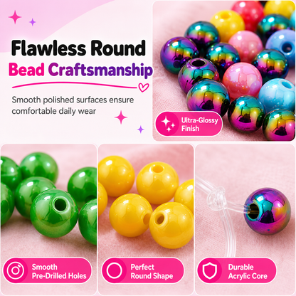 DIY Electroplated Glossy Round Beads Craft Set