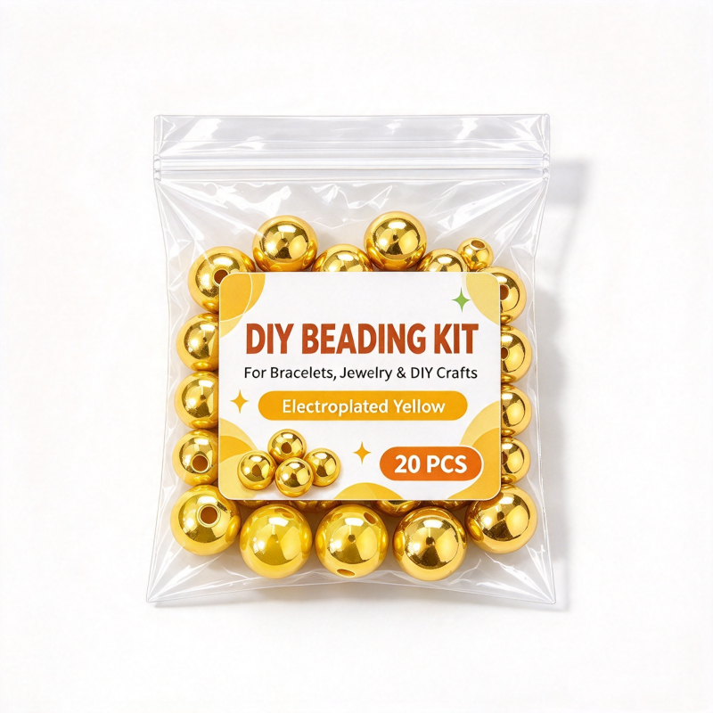 DIY Electroplated Glossy Round Beads Craft Set