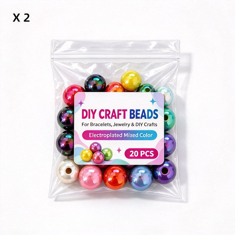 DIY Electroplated Glossy Round Beads Craft Set