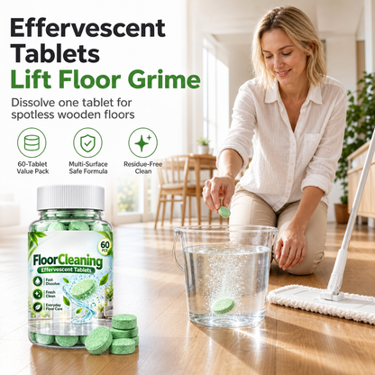 Multi Purpose Floor Cleaning Effervescent Tablets Green Round Household Cleaning Tablets 60 Pieces