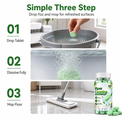 Multi Purpose Floor Cleaning Effervescent Tablets Green Round Household Cleaning Tablets 60 Pieces