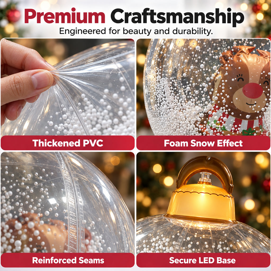 Inflatable Christmas Ball with Colorful LED Lights