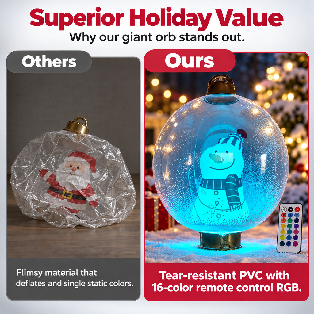 Inflatable Christmas Ball with Colorful LED Lights