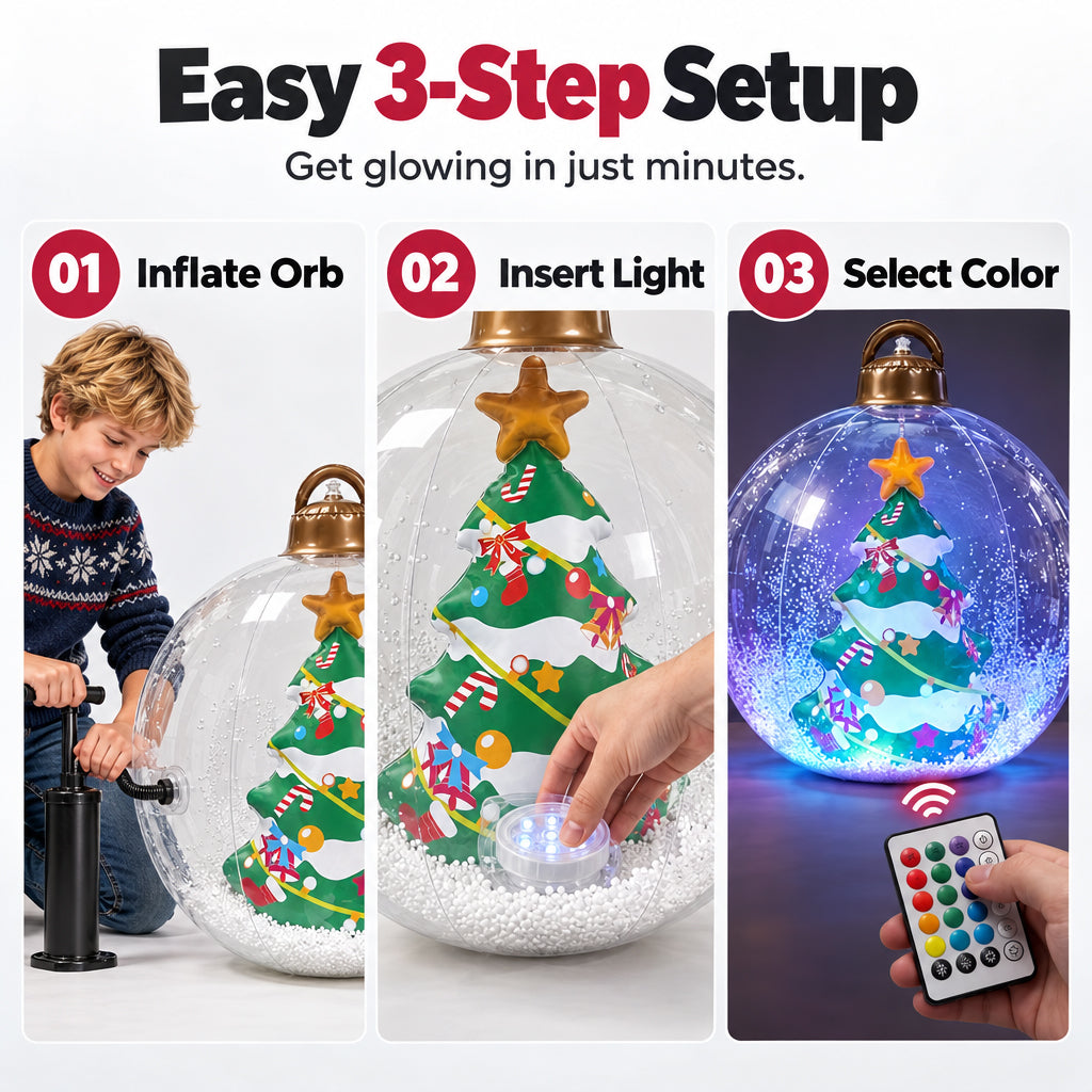 Inflatable Christmas Ball with Colorful LED Lights