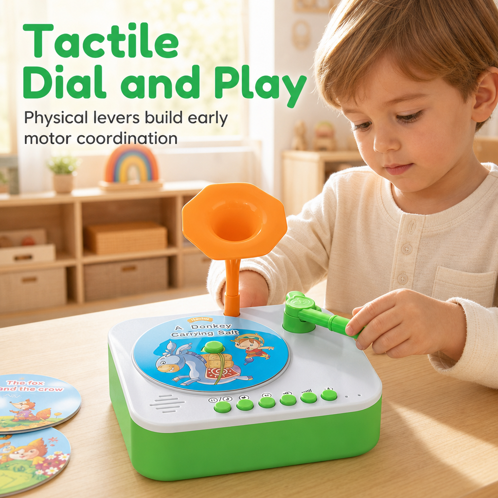 🥳2026 HOT SALE🥳💞50K+ SOLD! 🎵🧸 50% OFF! Kids Bluetooth Learning Phonograph – tactile card play, bilingual learning & no screens! Safe, fun early education for grandkids! 🛡️✅