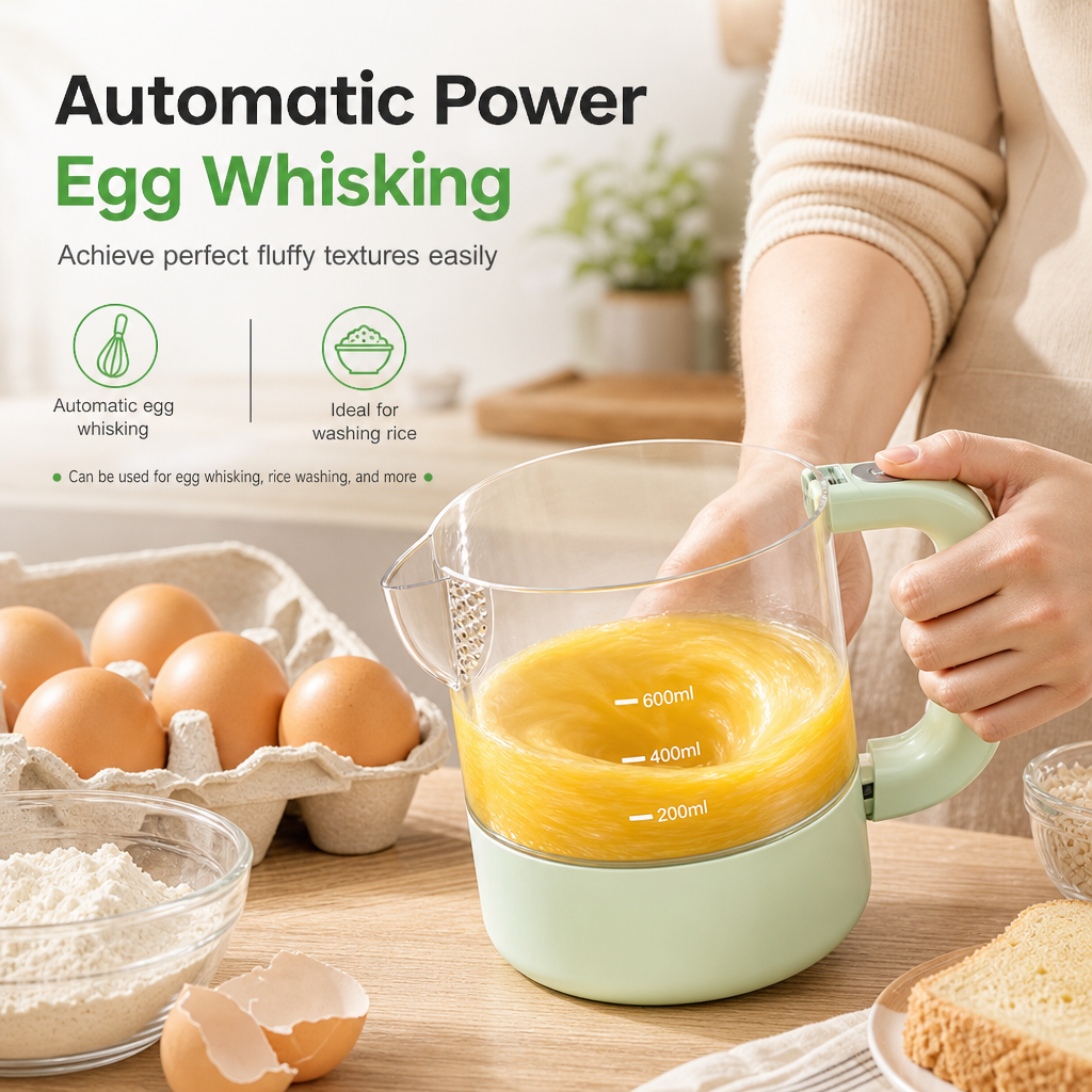 Automatic Electric Kitchen Mixer and Rice Washer USB Rechargeable Egg Beater