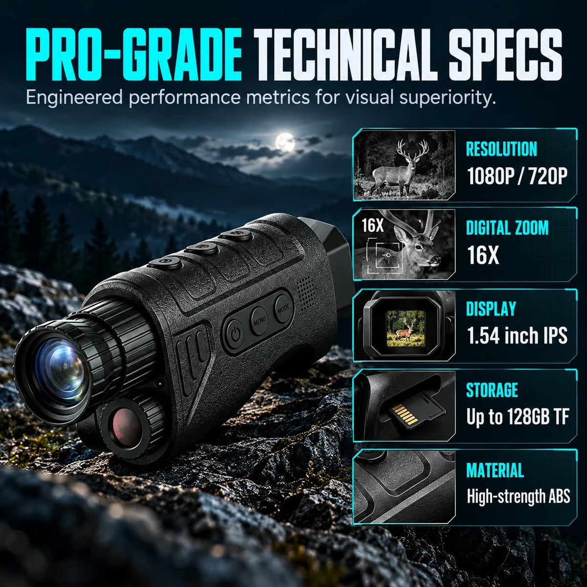 📢📢 50% OFF🔍1080P HD Night Vision Monocular – 16X Digital Zoom for Outdoor Adventures & Wildlife Viewing