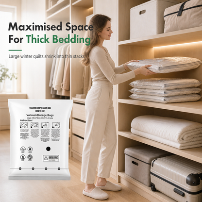 Vacuum Compression Storage Bags for Clothes PA and PE Space Saving Sealed Bags for Travel and Home Storage