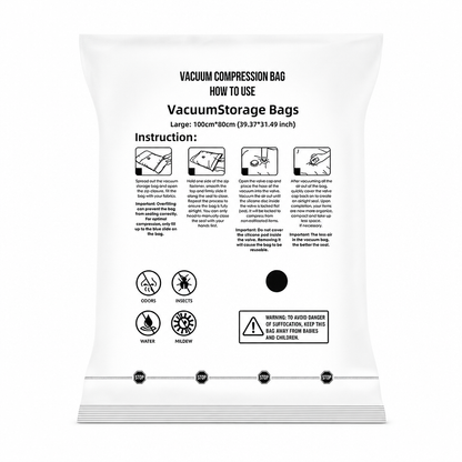 Vacuum Compression Storage Bags for Clothes PA and PE Space Saving Sealed Bags for Travel and Home Storage