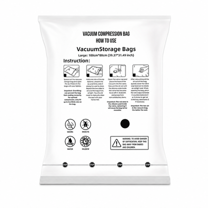 Vacuum Compression Storage Bags for Clothes PA and PE Space Saving Sealed Bags for Travel and Home Storage