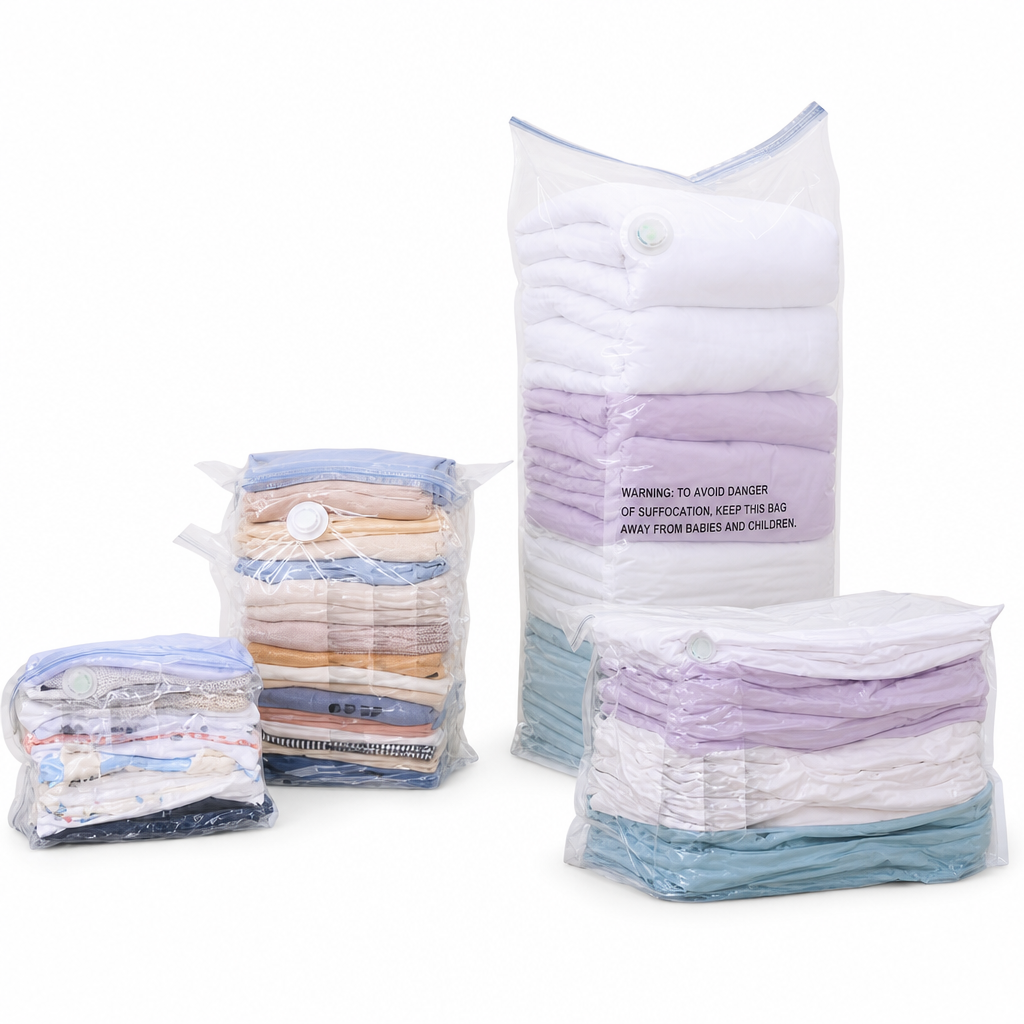 Vacuum Compression Storage Bags for Clothes PA and PE Space Saving Sealed Bags for Travel and Home Storage