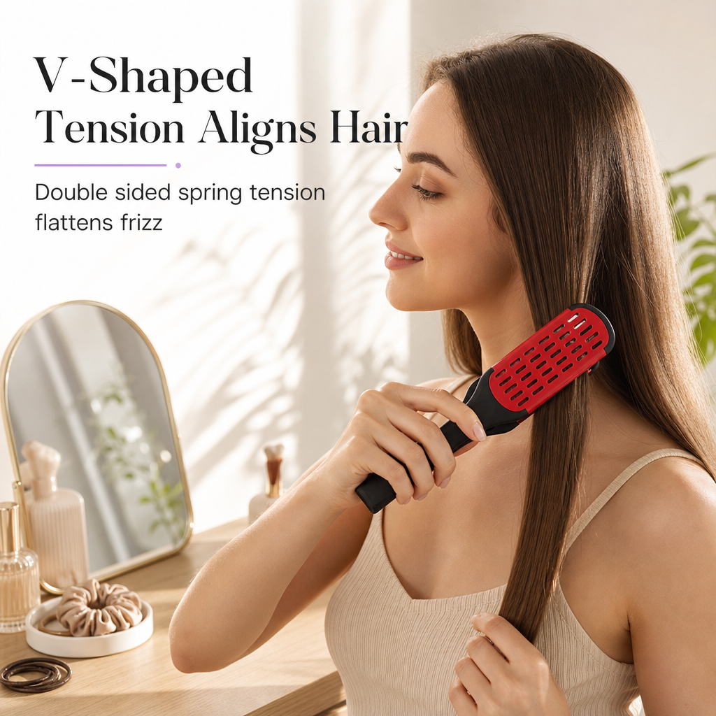 Smooth Frizz Without Heat Instantly! V-Shaped Hair Straightening Comb