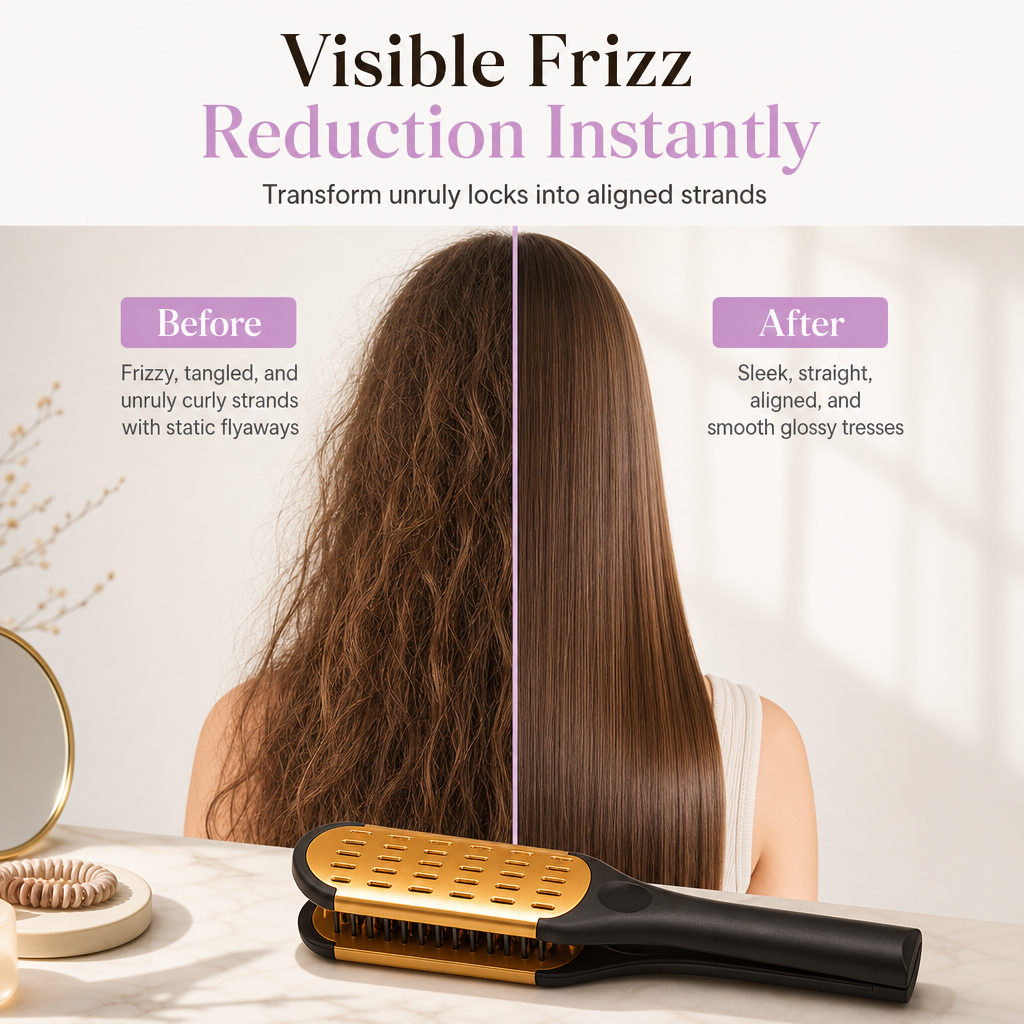 Smooth Frizz Without Heat Instantly! V-Shaped Hair Straightening Comb