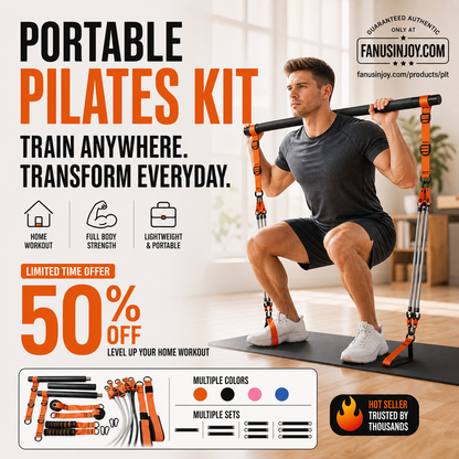 🔥Limited Time 50% Off！💪Essential for fitness enthusiasts！🧘🏻‍♀️Do Pilates training at home！🏋️‍♀️Portable Pilates Bar Kit with 6 Resistance Bands
