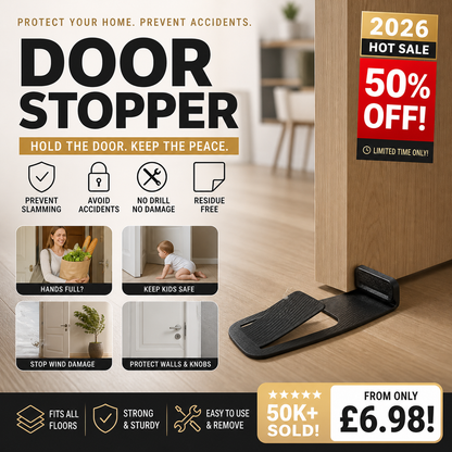 🥳2026 HOT SALE🥳🚪Door Stopper Protector –  No-drill, residue-free & holds doors open. Safe & simple – stock up & save! 🏠✅