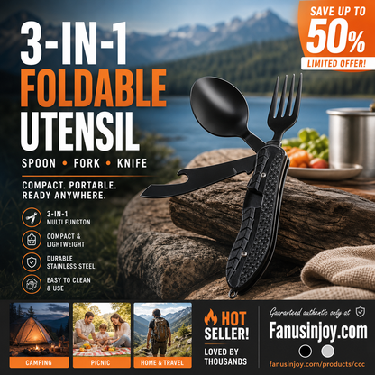 🍴Must-have for outdoor trips 🥄4-In-1 Outdoor Folding Multifunctional Tableware